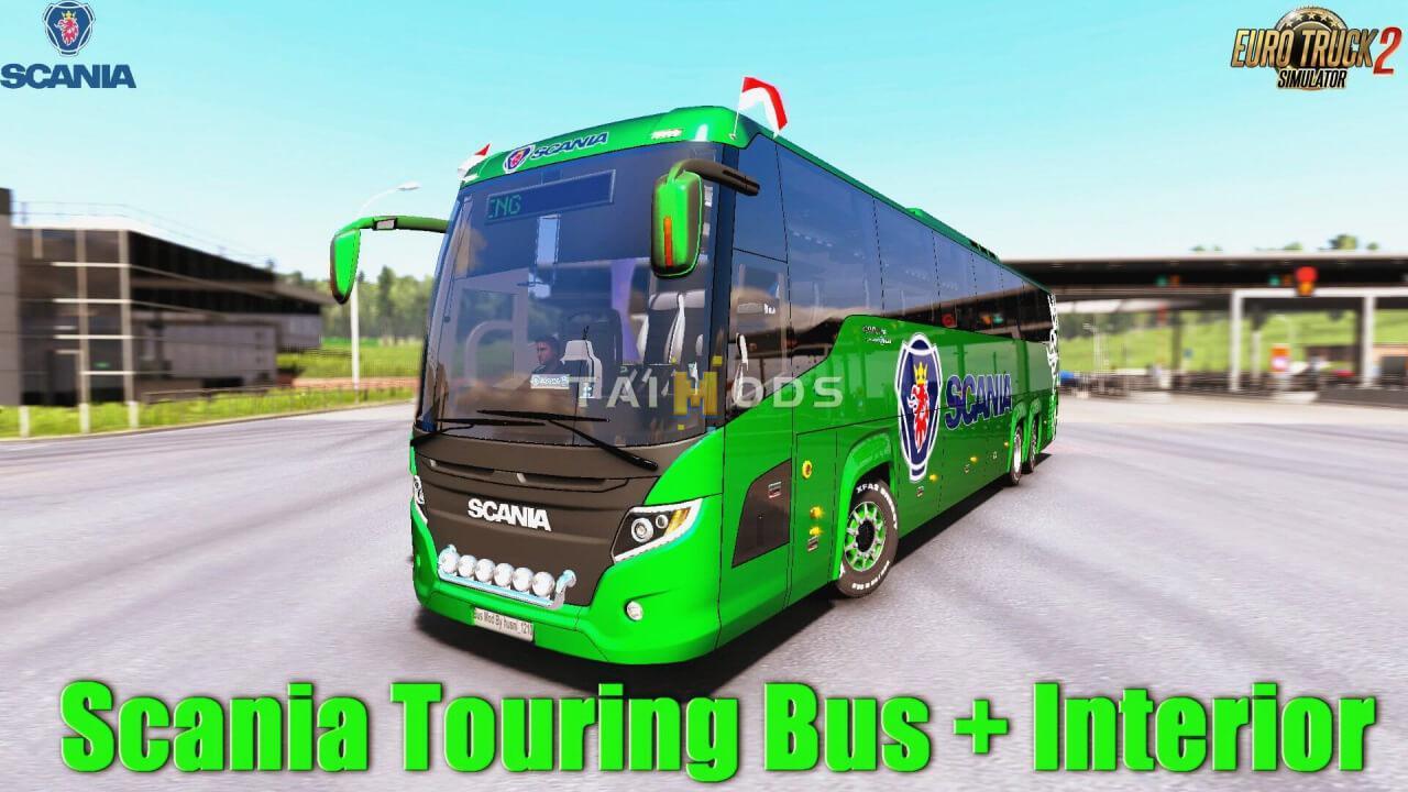MOD ETS2 – Xe Khách ETS2 - Scania Touring Bus + Interior V1.5 (1.36.x)