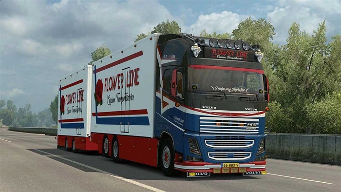 ETS2 - Volvo FH16 Tandem Flower Line+Trailer V5.0 (1.53.x)