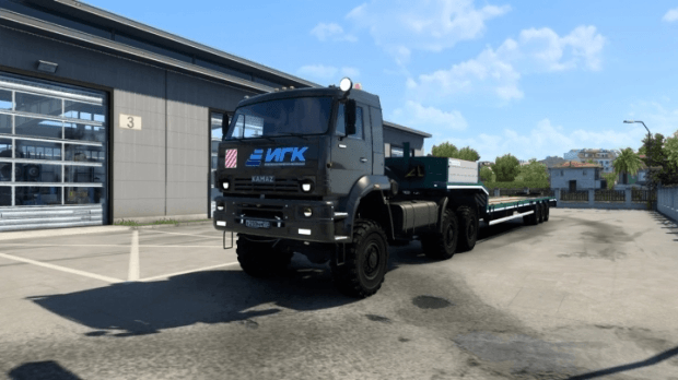 ETS2 - Truck KAMAZ 65225 + Lowbed Trailer (1.46.x)