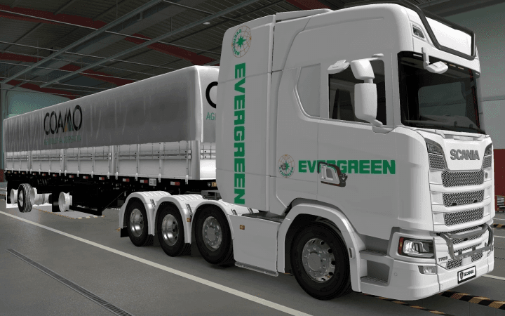 ETS2 - Scania S 2016 8x4 Evergreen White Skin (1.40.x) (1.35.x)
