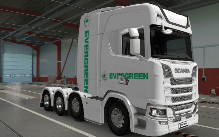 ETS2 - Scania S 2016 8x4 Evergreen White Skin (1.40.x) (1.35.x)