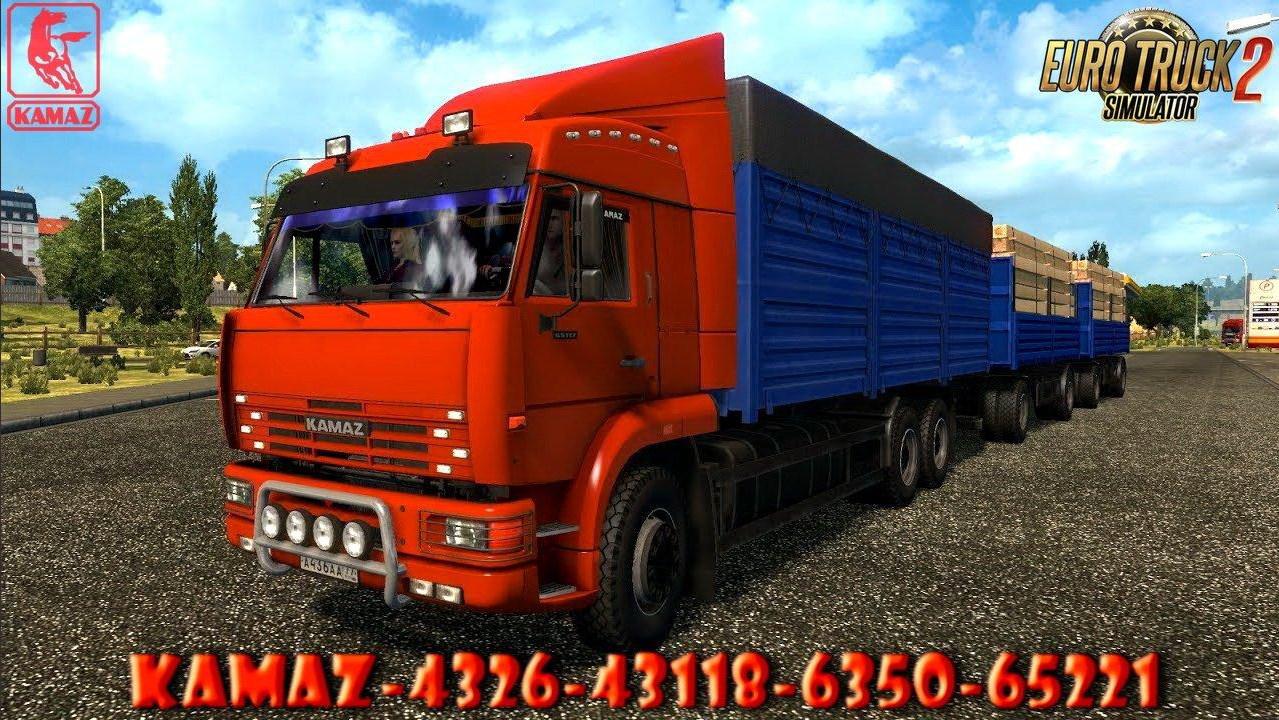ETS2 - Kamaz - 4326 / 43118 / 6350 / 65221 + Trailers (1.40.x) (1.40.x)