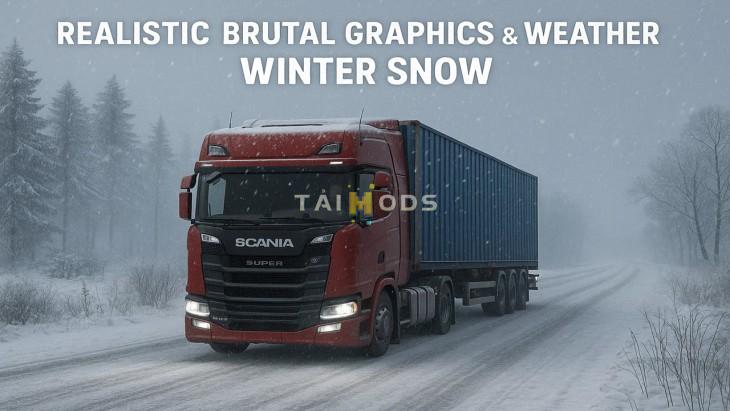 ETS2 - Realistic Brutal Graphics & Weather Winter Snow V2.3.1 – Hot Fix (1.56.x) ETS2 - Realistic Brutal Graphics & Weather Winter Snow V2.3.1 – Hot Fix (1.56.x)