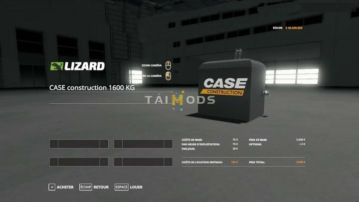 FS19 - Case Construction 1600KG Weight V1.0 (1.7) FS19 - Case Construction 1600KG Weight V1.0 (1.7)