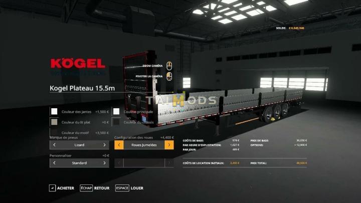 FS19 - Kogel 51ft Platform Semitrailer (AutoLoad) V1.1 (1.7) FS19 - Kogel 51ft Platform Semitrailer (AutoLoad) V1.1 (1.7)