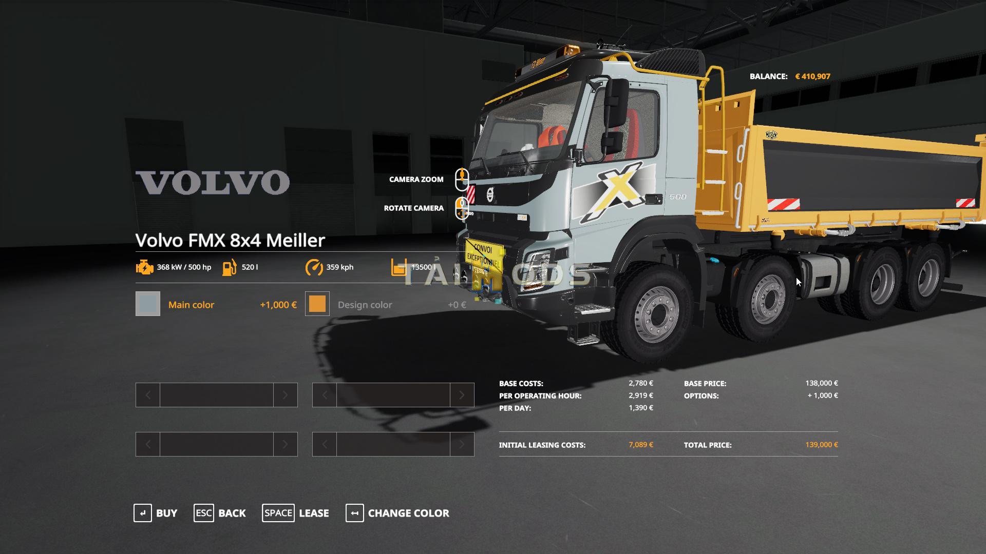 FS19 - Volvo FMX 8x4 + Meiller Tandem Pack V1.2 (1.7) FS19 - Volvo FMX 8x4 + Meiller Tandem Pack V1.2 (1.7)