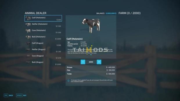 FS22 - Increase Maximum Purchase Limit For Animals V1.0.0.2 (1.13) FS22 - Increase Maximum Purchase Limit For Animals V1.0.0.2 (1.13)