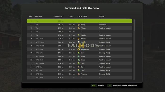 FS25 - Farmland Overview V1.0 () FS25 - Farmland Overview V1.0 ()