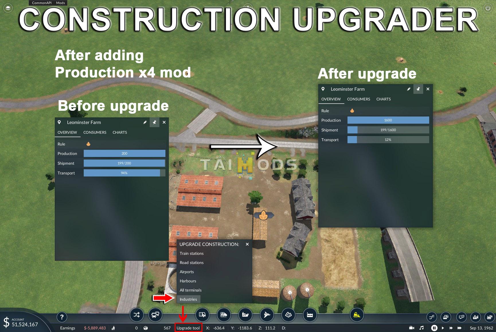 Transport Fever 2 - Bulk Upgrader for Stations/Industries () Transport Fever 2 - Bulk Upgrader for Stations/Industries ()