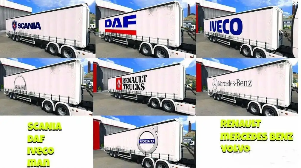 ETS2 - Dirty Truck Brands Skin Pack for Scs Tautliner V1.1 (1.37.x) ETS2 - Dirty Truck Brands Skin Pack for Scs Tautliner V1.1 (1.37.x)