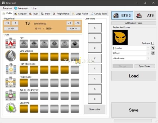 ETS2 - TS SaveEditor Tool V0.3.9.1 (1.47.x)