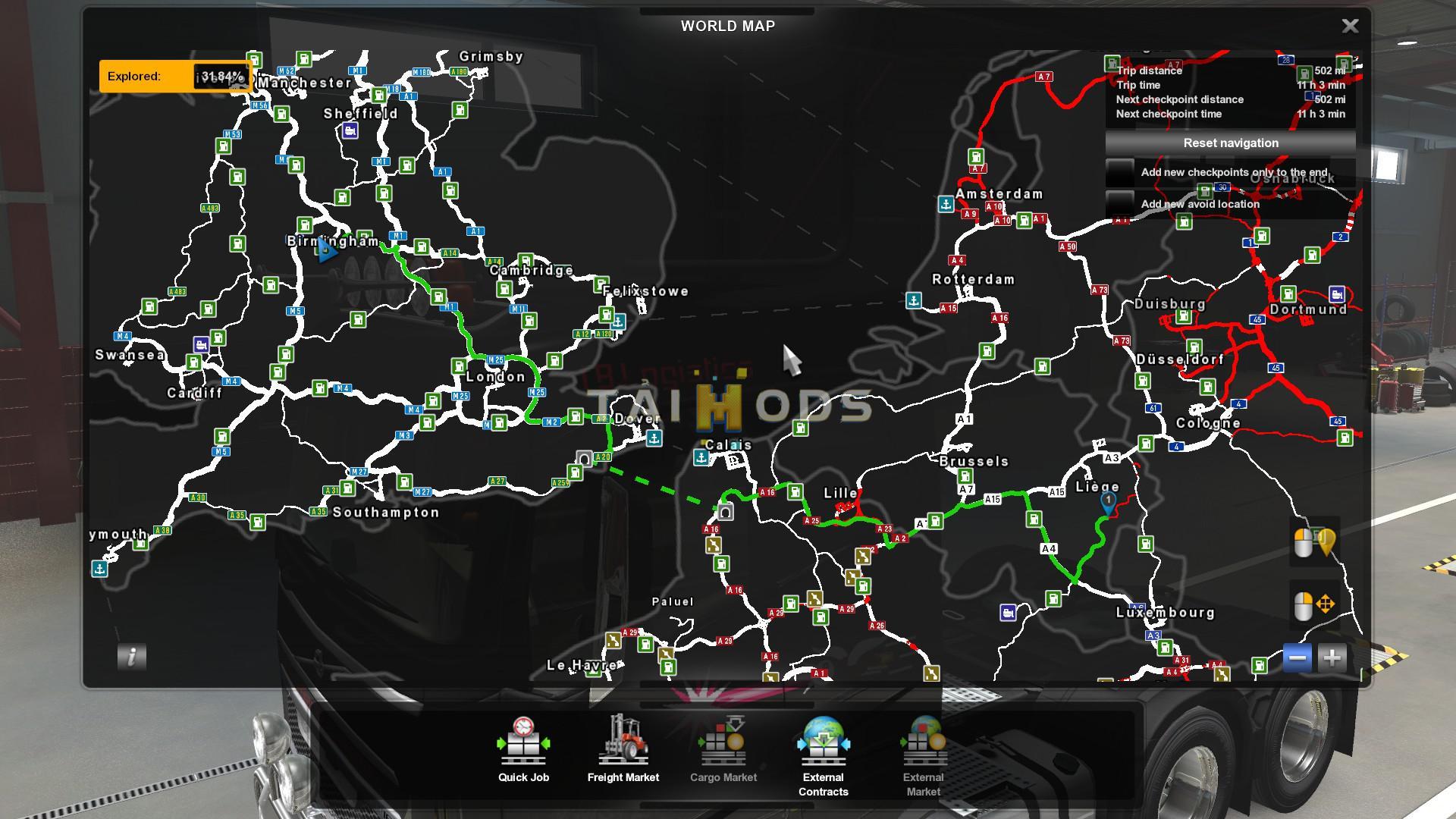 ETS2 - GPS Colours - Red Roads V1.0 (1.38.x)