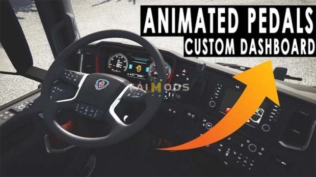ETS2 - Animated Steering, Pedals & Custom Dashboard V1.2 (1.46.x)