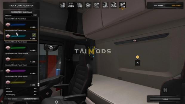 MOD ETS2 – Phụ Tùng ETS2 - Scania R & S Background Lights & V8 Back Panels (1.42.x)