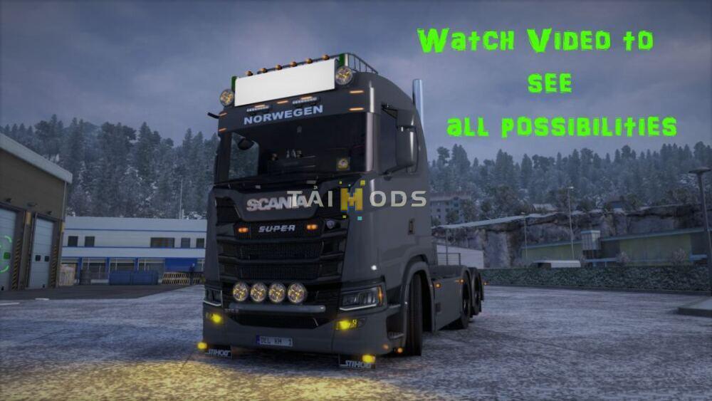 MOD ETS2 – Phụ Tùng ETS2 - Scania NG S&R + RJL Streamline, R, R4, T, T4 Sunshield with Slots V1.1 (1.39.x)