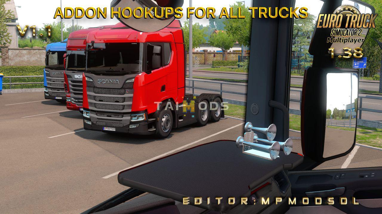 ETS2 - Addon Hookups for All Trucks V1.1 for Multiplayer (1.38.x)