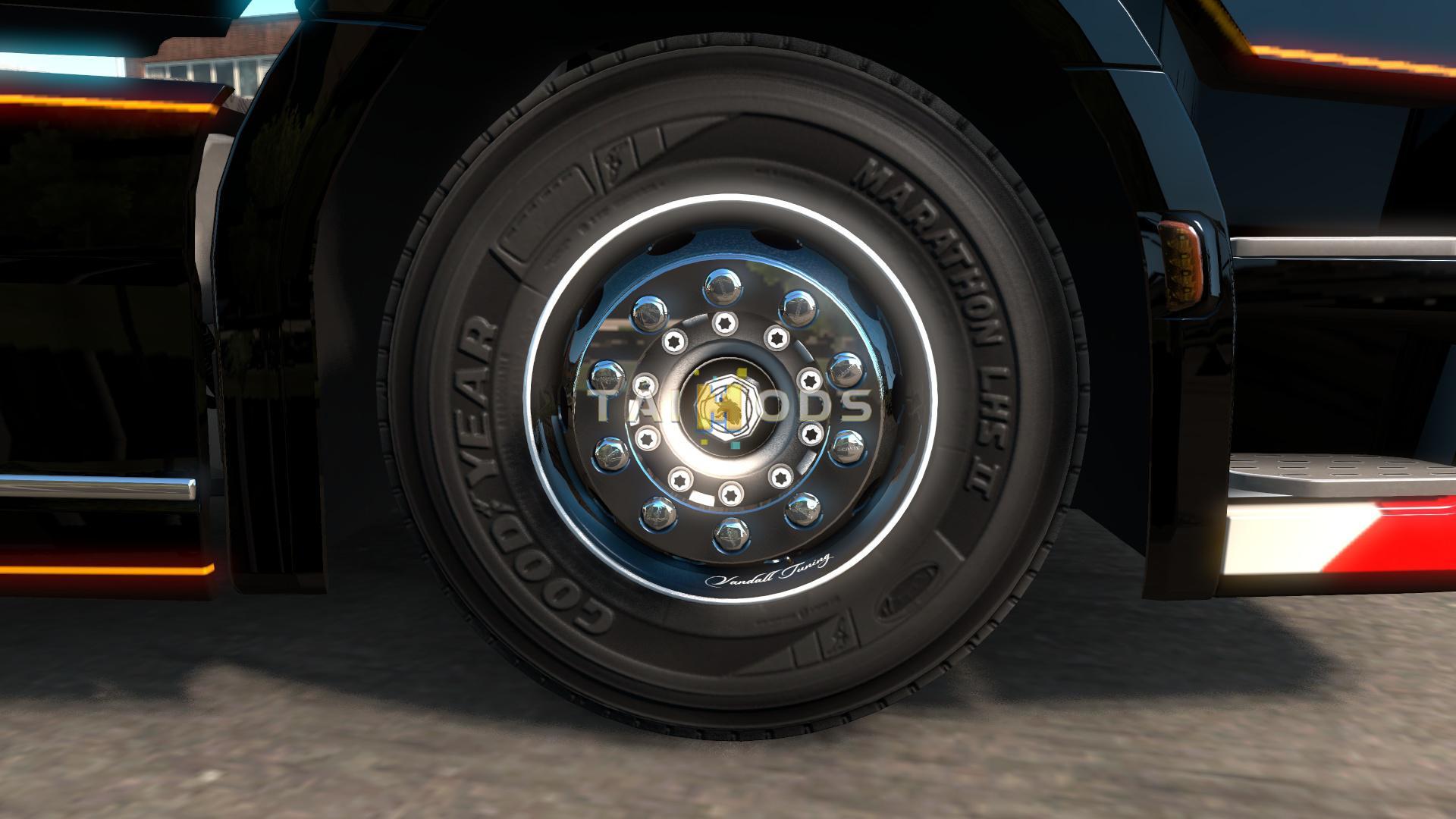 MOD ETS2 – Phụ Tùng ETS2 - Vandall Tuning Black & White Skin for Abasstreppas Wheels V1.0 (1.37.x)