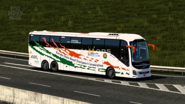 ETS2 - Indian KSRTC (Kerala) Skin Pack for DBMX Volvo 9800 UK v1.0 (1.45.x)