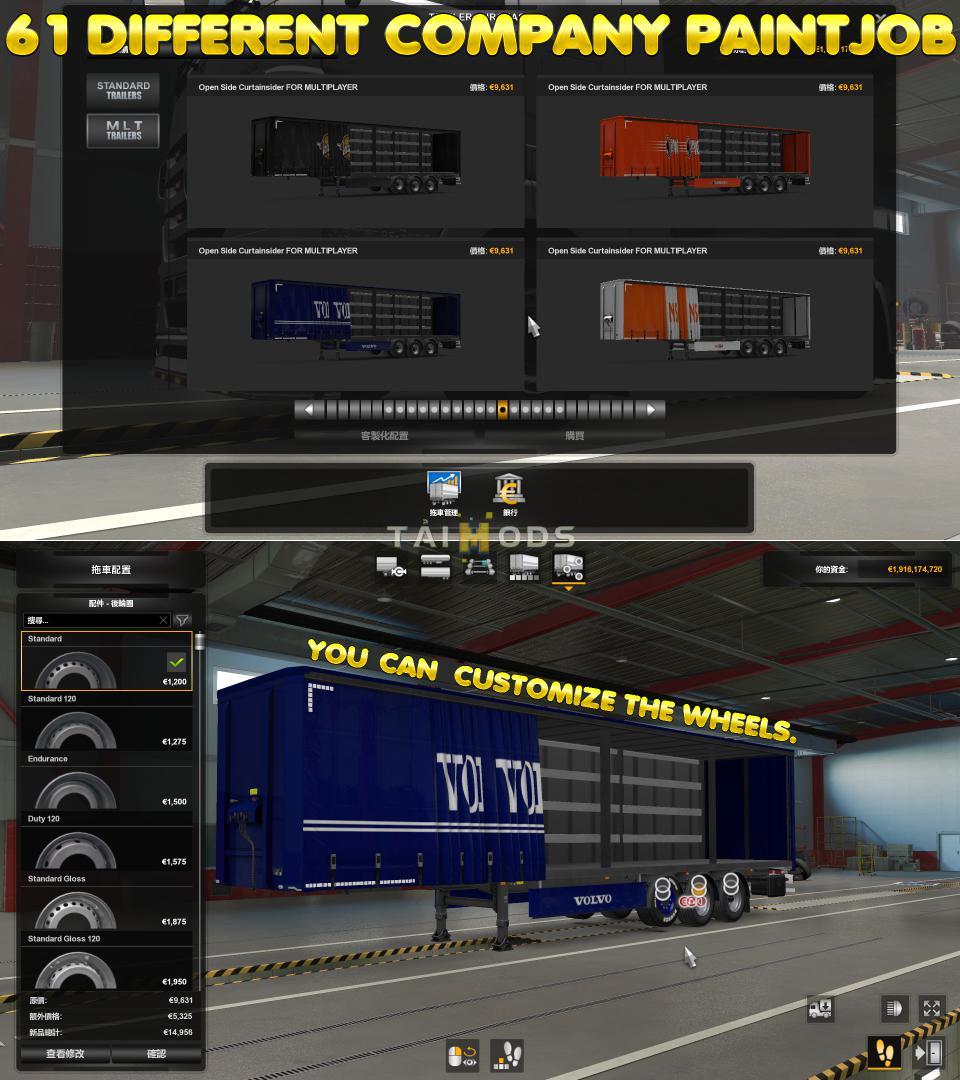 ETS2 - Open Side Trailer for Multiplayer 61 Different Company Paints V0.1 (1.39.x)