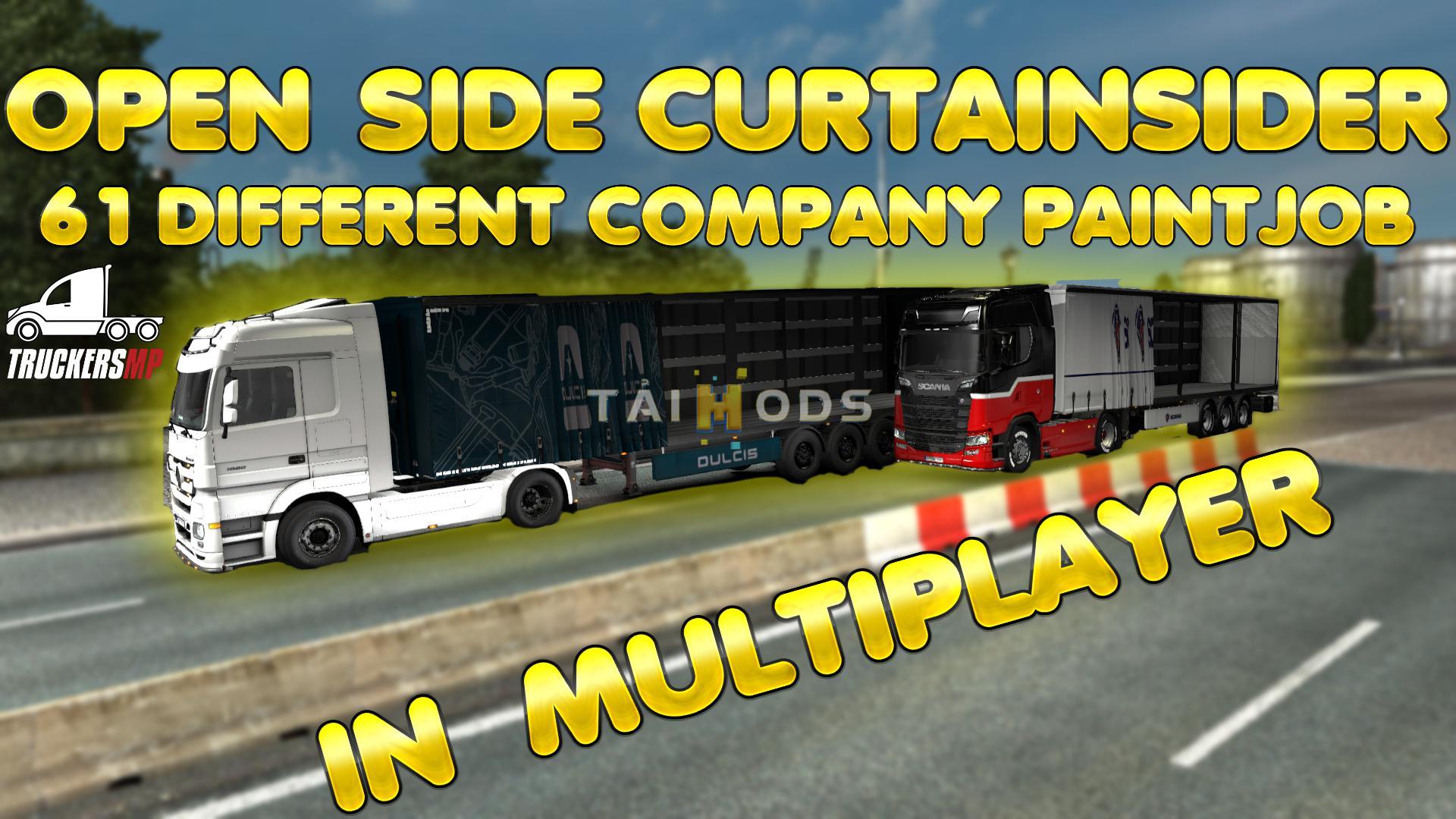 ETS2 - Open Side Trailer for Multiplayer 61 Different Company Paints V0.1 (1.39.x)