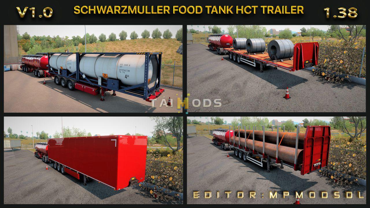 ETS2 - Schwarzmuller Food Tank B-Double And HCT Trailer (1.38.x)
