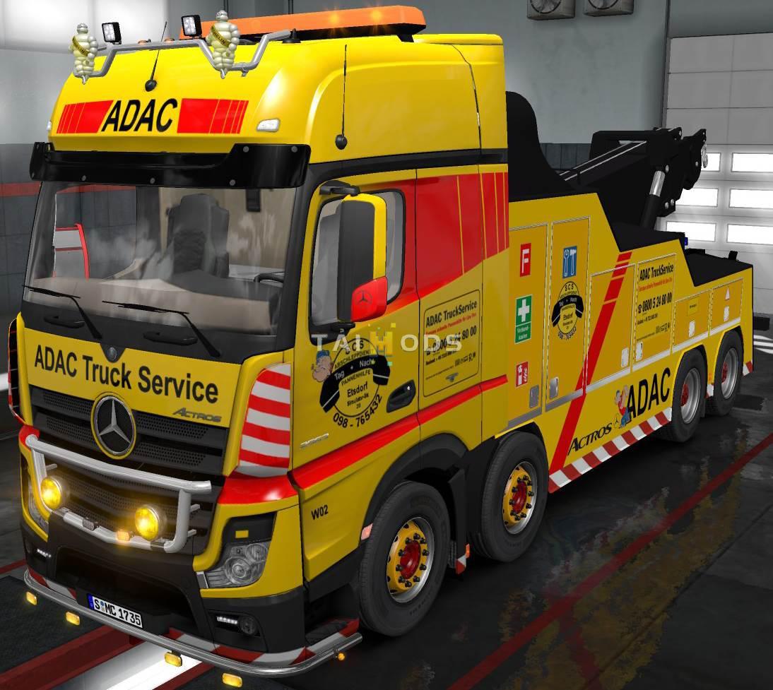 ETS2 - Mercedes Actros MP4 Crane Truck + Trailer Load Pack + Skin (1.35.x)