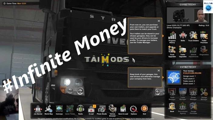 ETS2 - Infinity Money and XP V1.55
